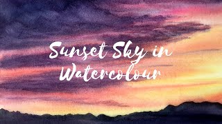 Easy Sunset Sky in WATERCOLOUR tutorial  Learn to paint [upl. by Adrial468]