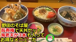 【デカ盛り】野田市のそば屋「長寿庵」の天丼は海老天が3本入ったお得セットだった [upl. by Dodi125]