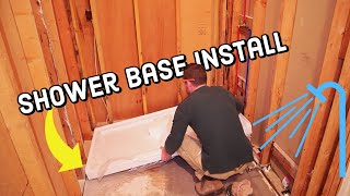 How to Install a DreamLine Shower Base With Oatey Drain [upl. by Neelat]