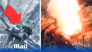 Russian tanks crash into eachother in humiliating new footage of failed attack in Donetsk [upl. by Lada545]