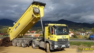 Mercedes Benz Arocs 2148 HAD with tipper semitrailer  unload quarry stone [upl. by Maitund]