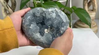 Natural Heart Shaped Sky Blue Celestite Geode Specimen 10 0113 [upl. by Rugg]