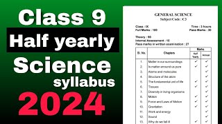 Class 9 Half yearly Science syllabus 2024 SEBA board [upl. by Ensign]