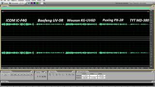 Тест модуляции радиостанций ICOM ICF4G Baofeng UV5R Wouxun KGUV6D Puxing PX2R TYT MD380 [upl. by Labina]