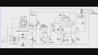 Dinossauros 25 Amplificador de áudio com uma válvula PCL82 [upl. by Kcirderfla]