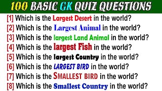 100 Basic GK Quiz Questions and Answers  Most Easy GK Questions and Answers  Easy GK  Kids Quiz [upl. by Mylor]