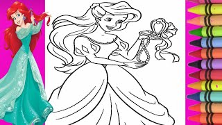 Coloring Princess Ariel How To Colour Princess Ariel step by stepcoloring book page [upl. by Mudenihc]