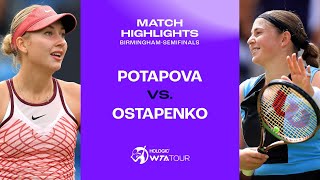 Anastasia Potapova vs Jelena Ostapenko  2023 Birmingham Seminfinal WTA Match Highlights [upl. by Adarbil]