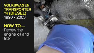 Volkswagen Transporter T4 1990  2003  Engine oil change [upl. by Enelie]