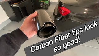 BMW 340i Carbon Fiber Exhaust tips install [upl. by Pippa]