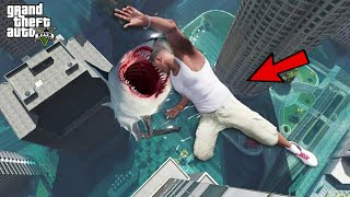 Scary MEGALODON Attack Eats Me In Gta 5  Biggest SHARK Attacked  Lovely Boss [upl. by Ecineg]