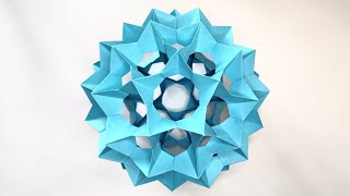 Origami ELECTRA kusudama  60 modules  by David Mitchell  Paper kusudama [upl. by Adelric]