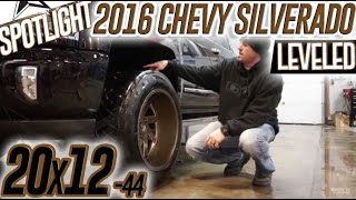 Spotlight  2016 Chevy Silverado High Country Leveled on 20x12s 30550s [upl. by Naedan257]