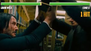 John Wick vs Ernest WITH HEALTHBARS  Library Fight  HD  John Wick 3 Parabellum [upl. by Cadell935]