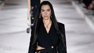 Dua Lipa on the Versace SpringSummer 2022 catwalk for Fashion Week in Milan Italy [upl. by Ecnerat869]