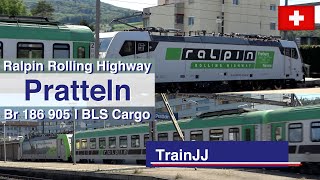 Ralpin Rolling Highway  RoLa Rollende Landstrasse  Br 186 905  BLS Cargo 486 510  Swiss trains [upl. by Flann]