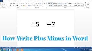 How To Write Plus Minus and Minus Plus in Word  How Type Plus Minus in Microsoft Word [upl. by Eelanaj]