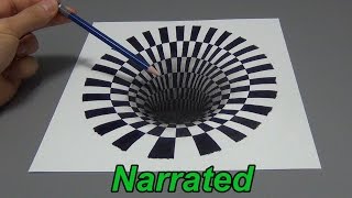 How To Draw A 3D Hole  Anamorphic Illusion Narrated [upl. by Quirk]