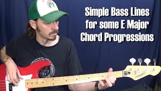 Simple Bass Lines for Some E Major Chord Progressions [upl. by Ahsilla512]