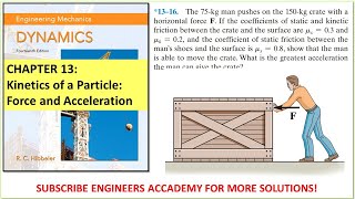 1316  Kinetics of a Particle  Chapter 13 Hibbeler Dynamics 14th ed  Engineers Academy [upl. by Ednihek]