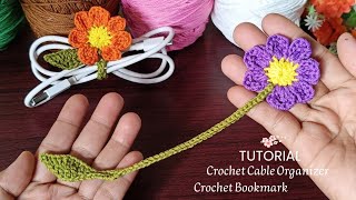 Very beautiful 😍 Crochet cable organizer 🌼 Crochet flower bookmarks‼️Crochet Tutorial for Beginners [upl. by Steffi]