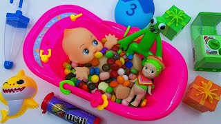 Satisfying ASMR l Magic Bathtubs with Rainbow Kinetic Sand MampMs amp Skittles Candy Mixing Cutting [upl. by Dore]