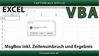 MsgBox inkl Zeilenumbruch und Ergebnis in Excel VBA [upl. by Durwin454]