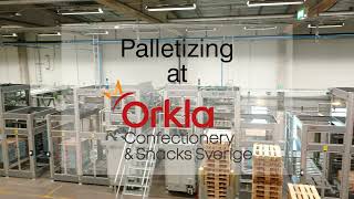 Palletizing at Orkla Confectionery amp Snacks Sweden OLW [upl. by Eanad]