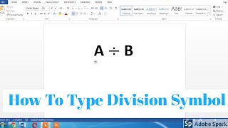 How To Write Division sign in Word  How To Type Divide symbol in Microsoft Word  Insert Divide [upl. by Delinda]