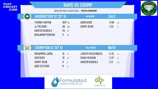 Ramsbottom CC 1st XI v Crompton CC 1st XI [upl. by Ssecnirp]