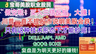 做空啦！买入三倍反指，大赚！川普一直不提股市说明美股会跌！只有这种技术形态下才能抄底！DELL AAPL AMD GOOG SOXS 02272025 [upl. by Gnivri]