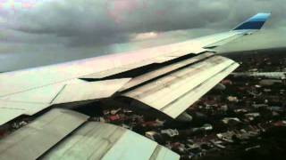 Boeing 747400 heavy aileron use during landing [upl. by Ketchan]