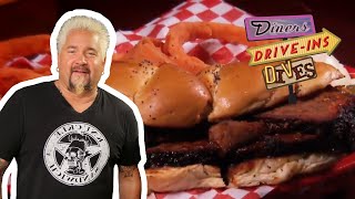 Guy Fieri Eats Texas Brisket  Diners DriveIns and Dives  Food Network [upl. by Efioa]