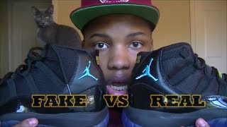 Comparison 1 Authentic Vs Replica Air Jordan Retro 11 quotGammaquot HD Review [upl. by Airahcaz635]