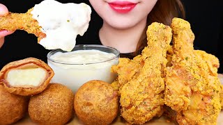 ASMR FRIED CHICKEN CHEESE BALLS BHC 뿌링클 치킨 치즈볼 먹방 EATING SOUNDS MUKBANG 咀嚼音 [upl. by Calli300]