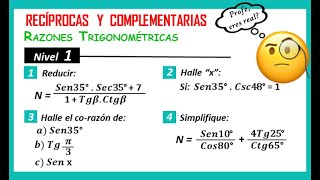 Razones Trigonométricas Recíprocas y Complementarias NIVEL 1 [upl. by Atiuqat]