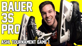 Trying Bauer 3S Pro Goalie Skates In Hockey Tournament  Game 1 [upl. by Alad372]