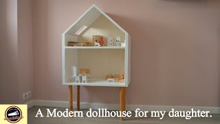 DIY DOLLHOUSE for my Daughter  How to build a plywood MODERN dollhouse  16 [upl. by Nelo]