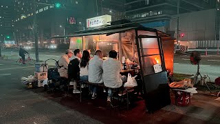 Serving Charcoaled Chicken at one of Fukuokas Best Yatai [upl. by Wolfort]