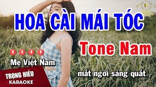 Karaoke Hoa Cài Mái Tóc Tone Nam Nhạc Sống  Trọng Hiếu [upl. by Standford]