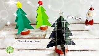 【折り紙】クリスマスツリーの作り方 簡単★立体ツリー Origami Christmas tree [upl. by Eniladam]