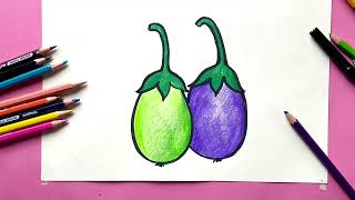 How to draw Brinjal  Easy Brinjal Drawing [upl. by Elfie]