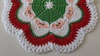 How to Crochet Christmas Placemat  Easy Crochet Placemats For Beginners  Crochet Round Placemat [upl. by Euseibbob]