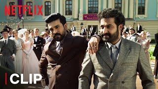 Ram Charan Saves Jr NTR At The Party  RRR Hindi Movie Scene  Netflix India [upl. by Akimit357]