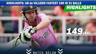 AB de Villiers fastest 100 of all time highlights sauthafricavswestindies abdivillers cricket [upl. by Asselam414]