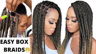 🔥SUPER EASY BOX BRAIDSRUBBER BAND METHOD TENSION FREE  CROCHET METHOD Protective Styles  Tupo1 [upl. by Huang]