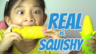 SQUISHY vs REAL FOOD by KAYCEE amp RACHEL [upl. by Aicatsana]