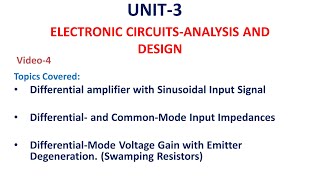 Differential and Common mode input impedances  BJT Diff Amp  Unit34  ECAD  ECA [upl. by Adnuhsor]