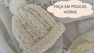 Gorrotouca infantil em tricô  Ponto oitinho e pto bolinha em trico  easy knit for chirldren´s hat [upl. by Assenat82]