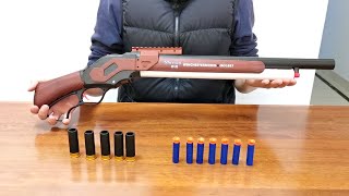 Winchester M1887 Shell Ejecting Soft Bullet Shotgun Review 2022  Realistic Blaster Airsoft Toy Gun [upl. by Ozen205]